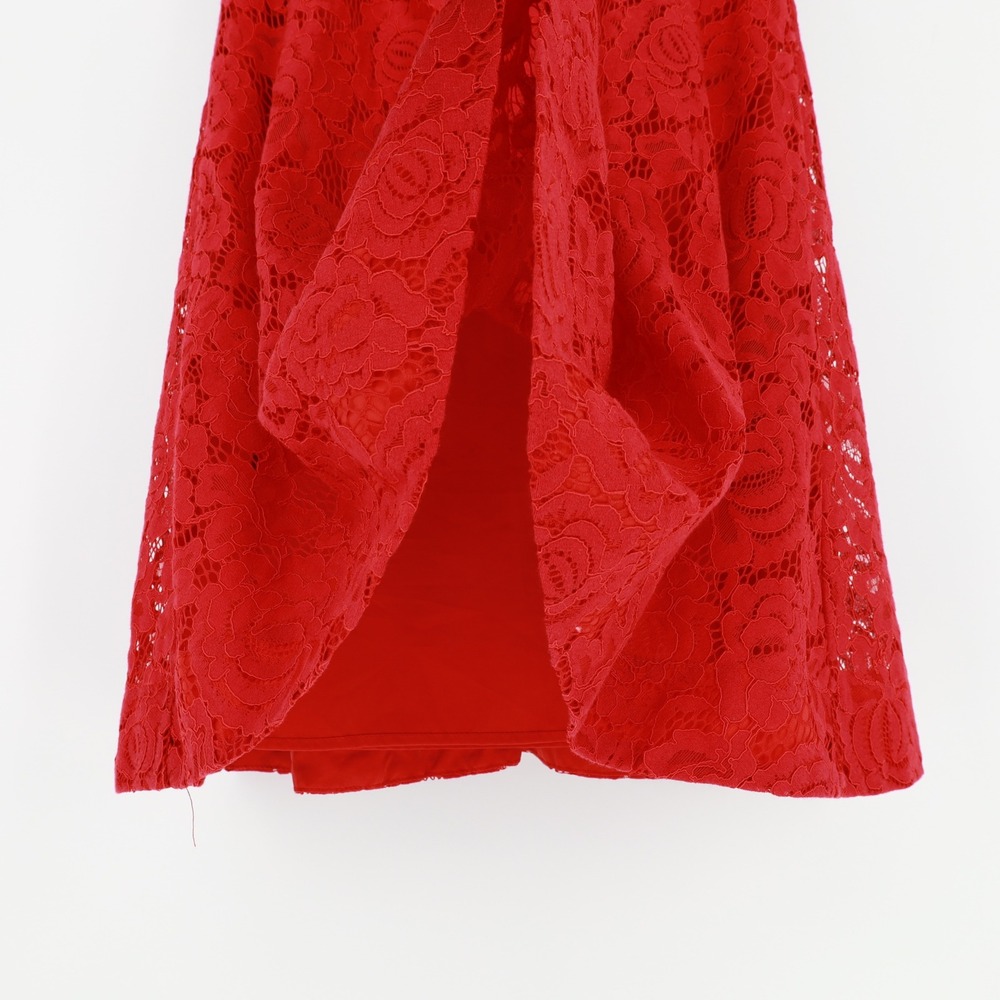 Kate Spade Girls‎ Red Floral Lace Cold Shoulder Dress Black Trim Size 12 Elegant - Picture 7 of 9